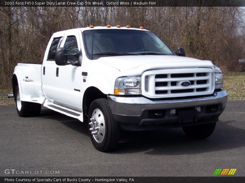 Oxford White / Medium Flint 2003 Ford F450 Super Duty Lariat Crew Cab 5th Wheel