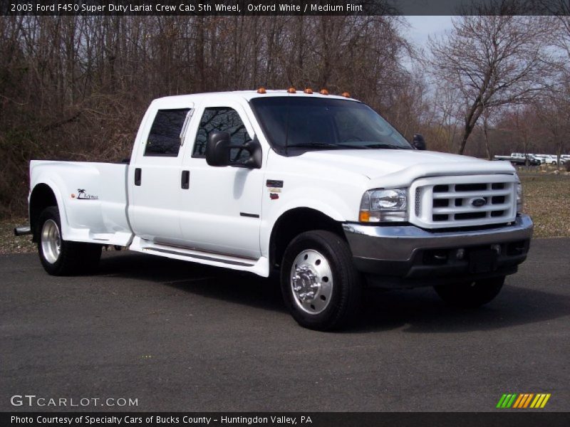 Oxford White / Medium Flint 2003 Ford F450 Super Duty Lariat Crew Cab 5th Wheel
