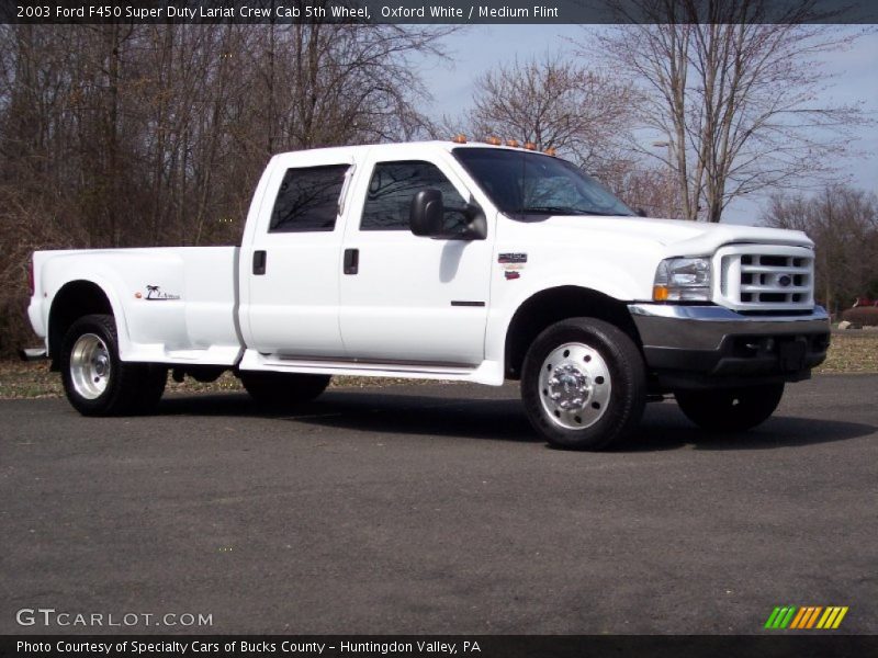 Oxford White / Medium Flint 2003 Ford F450 Super Duty Lariat Crew Cab 5th Wheel