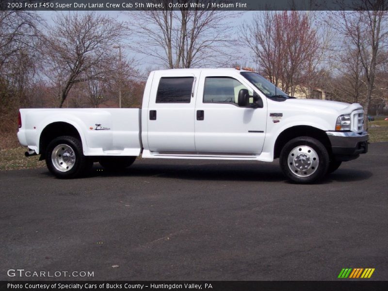 Oxford White / Medium Flint 2003 Ford F450 Super Duty Lariat Crew Cab 5th Wheel