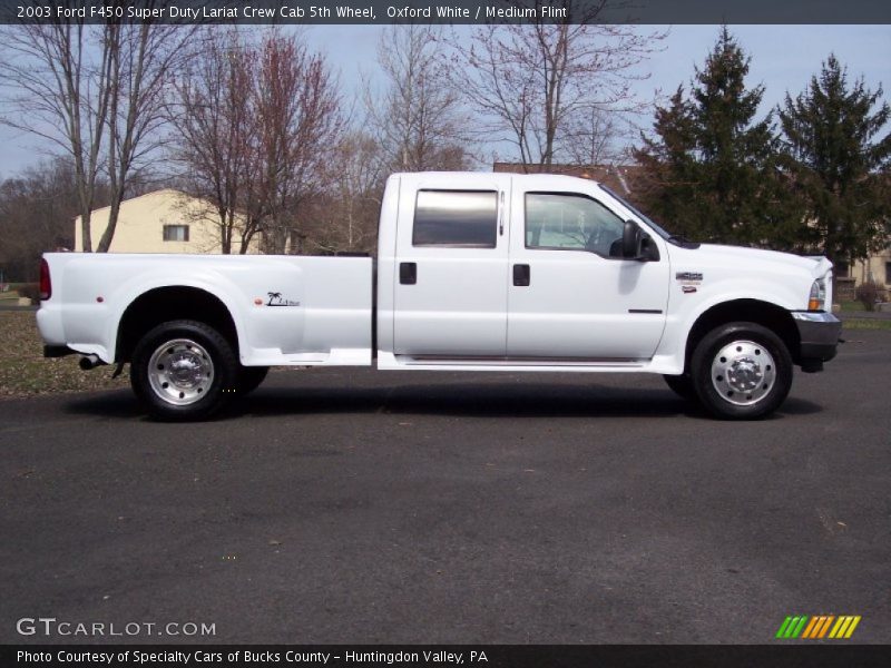 Oxford White / Medium Flint 2003 Ford F450 Super Duty Lariat Crew Cab 5th Wheel