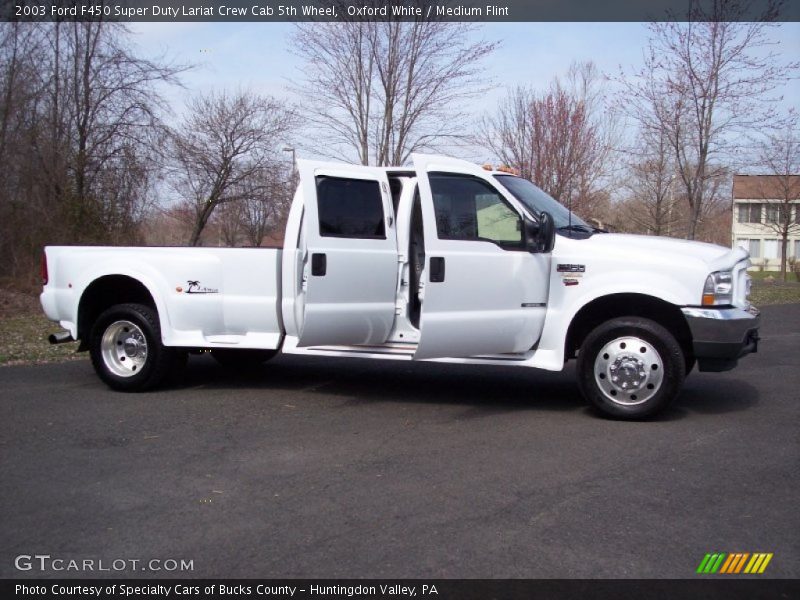 Oxford White / Medium Flint 2003 Ford F450 Super Duty Lariat Crew Cab 5th Wheel