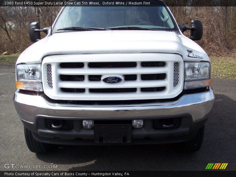 Oxford White / Medium Flint 2003 Ford F450 Super Duty Lariat Crew Cab 5th Wheel