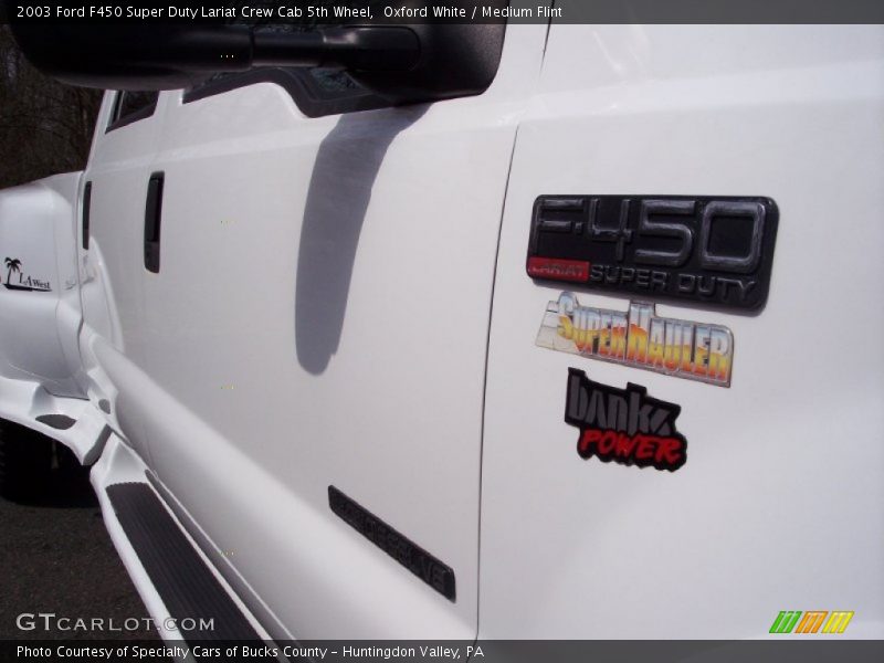 Oxford White / Medium Flint 2003 Ford F450 Super Duty Lariat Crew Cab 5th Wheel