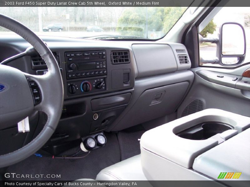 Oxford White / Medium Flint 2003 Ford F450 Super Duty Lariat Crew Cab 5th Wheel