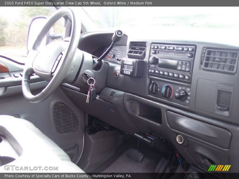 Oxford White / Medium Flint 2003 Ford F450 Super Duty Lariat Crew Cab 5th Wheel