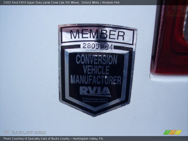 Oxford White / Medium Flint 2003 Ford F450 Super Duty Lariat Crew Cab 5th Wheel