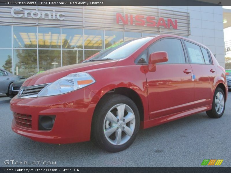 Red Alert / Charcoal 2012 Nissan Versa 1.8 SL Hatchback