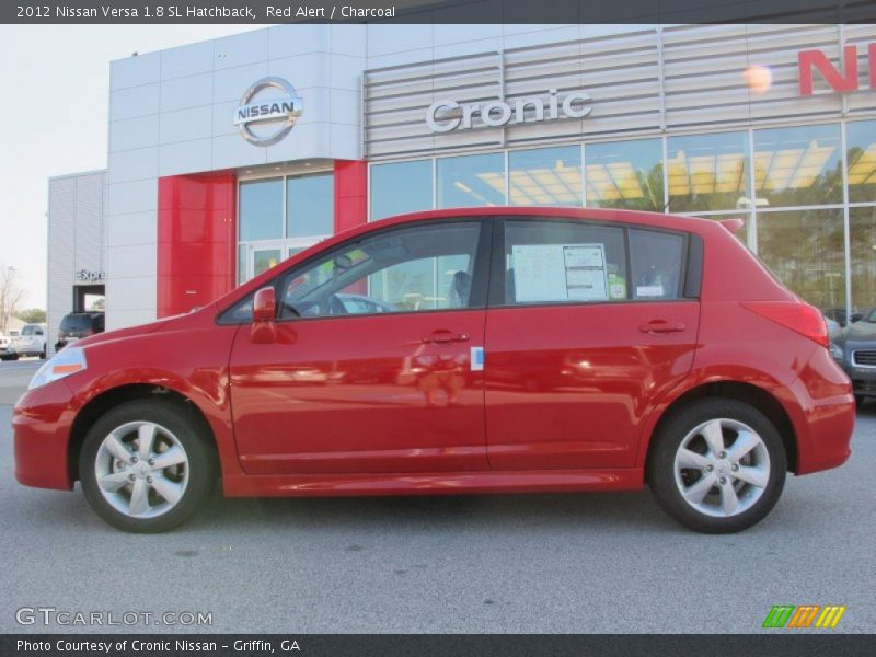 Red Alert / Charcoal 2012 Nissan Versa 1.8 SL Hatchback