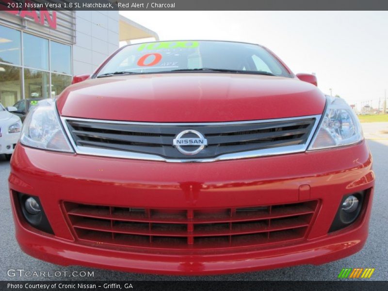 Red Alert / Charcoal 2012 Nissan Versa 1.8 SL Hatchback