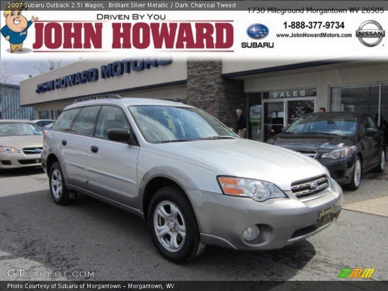 Brilliant Silver Metallic / Dark Charcoal Tweed 2007 Subaru Outback 2.5i Wagon