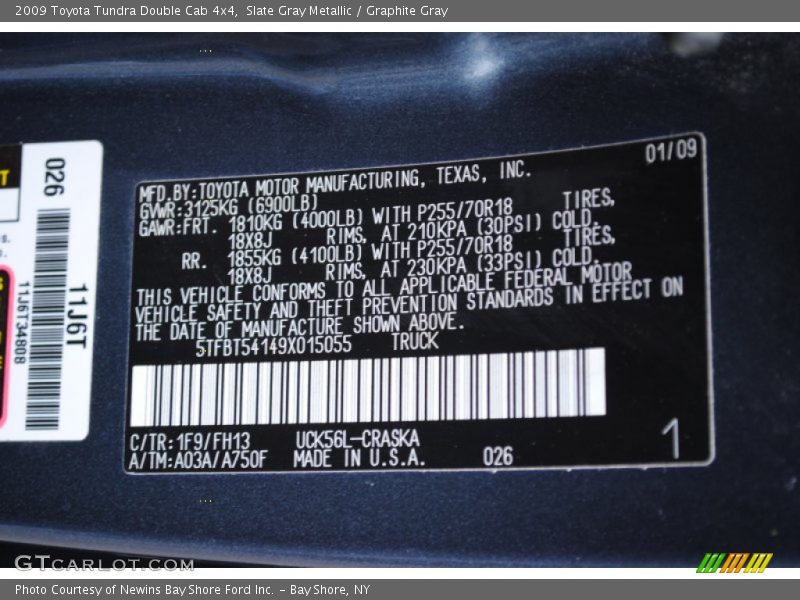 2009 Tundra Double Cab 4x4 Slate Gray Metallic Color Code 1F9