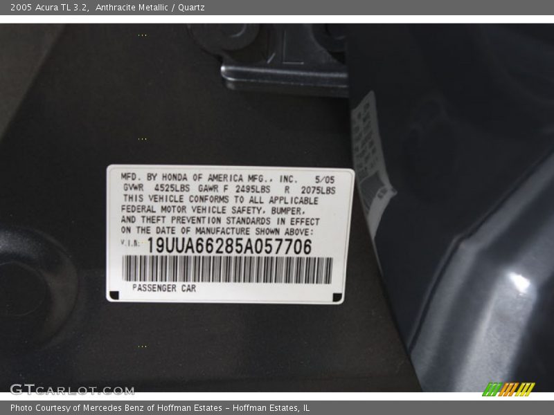 Anthracite Metallic / Quartz 2005 Acura TL 3.2