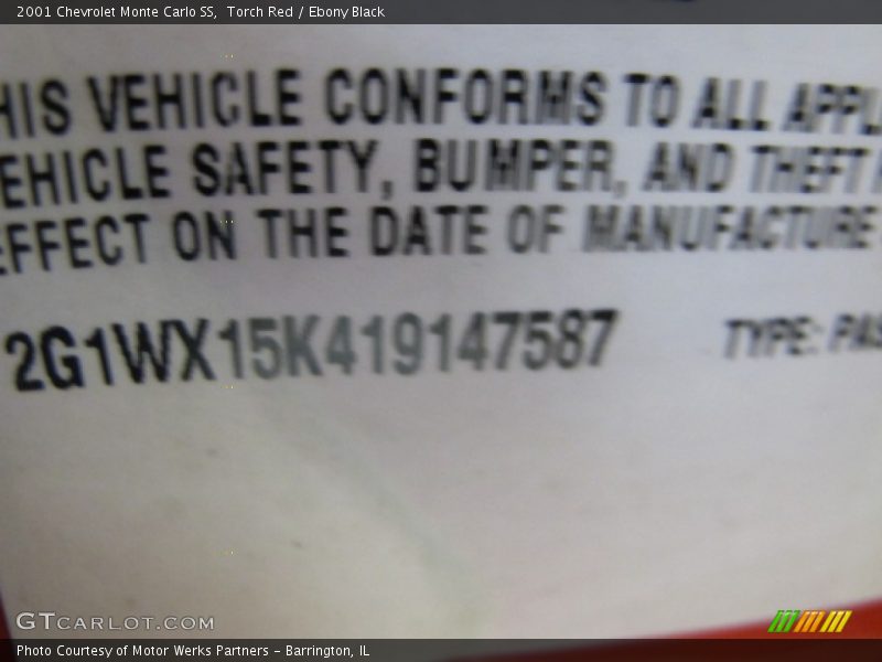 Torch Red / Ebony Black 2001 Chevrolet Monte Carlo SS