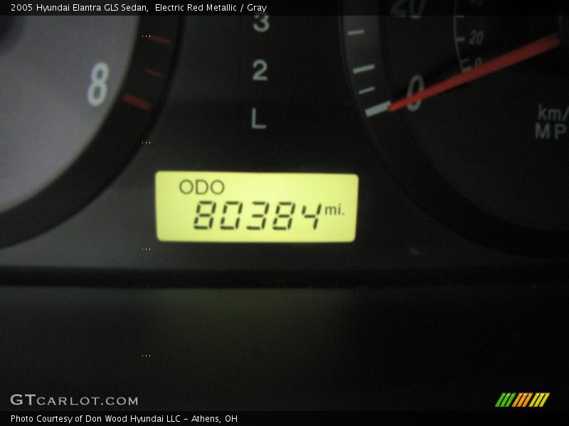 Electric Red Metallic / Gray 2005 Hyundai Elantra GLS Sedan