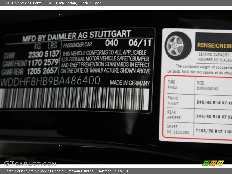 Black / Black 2011 Mercedes-Benz E 350 4Matic Sedan