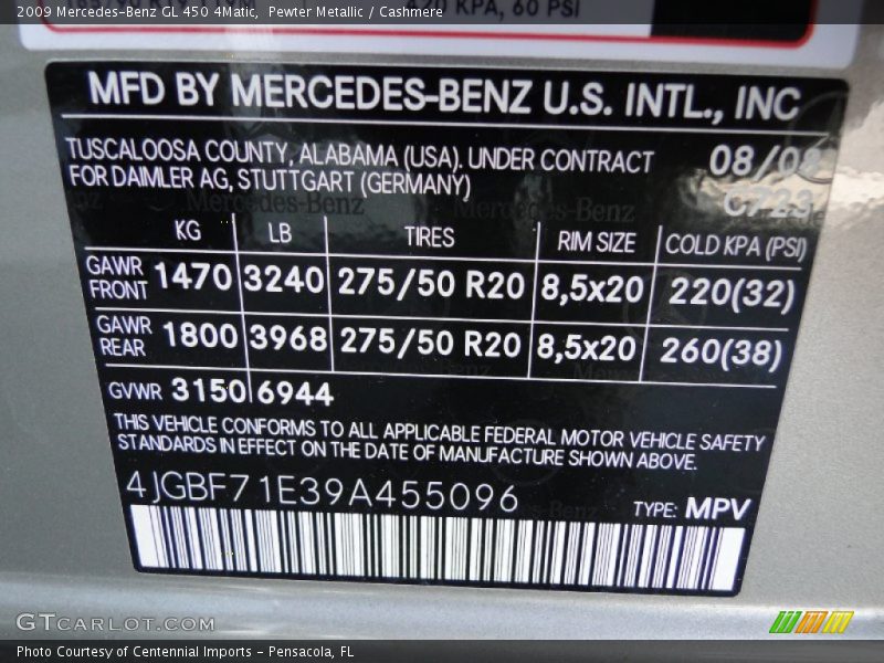 Pewter Metallic / Cashmere 2009 Mercedes-Benz GL 450 4Matic
