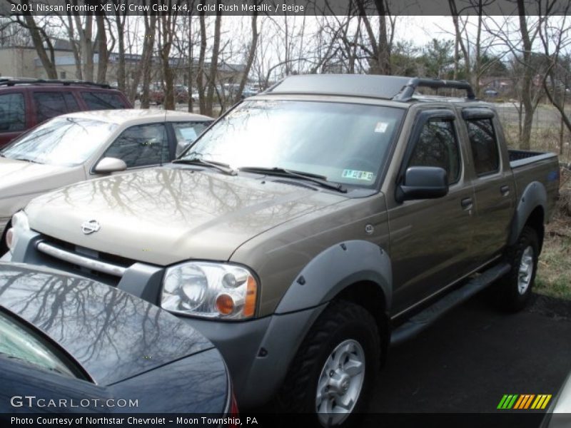 Gold Rush Metallic / Beige 2001 Nissan Frontier XE V6 Crew Cab 4x4