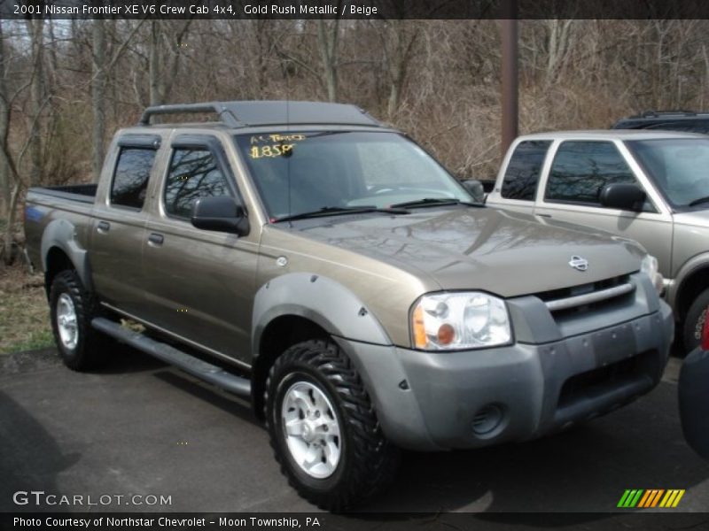 Gold Rush Metallic / Beige 2001 Nissan Frontier XE V6 Crew Cab 4x4