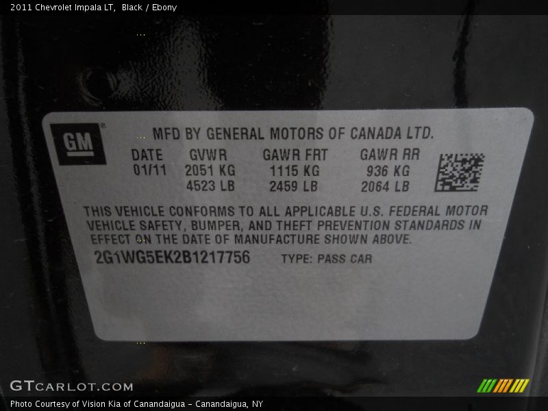 Black / Ebony 2011 Chevrolet Impala LT