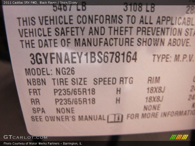 Black Raven / Shale/Ebony 2011 Cadillac SRX FWD