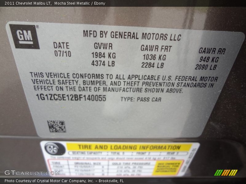 Mocha Steel Metallic / Ebony 2011 Chevrolet Malibu LT