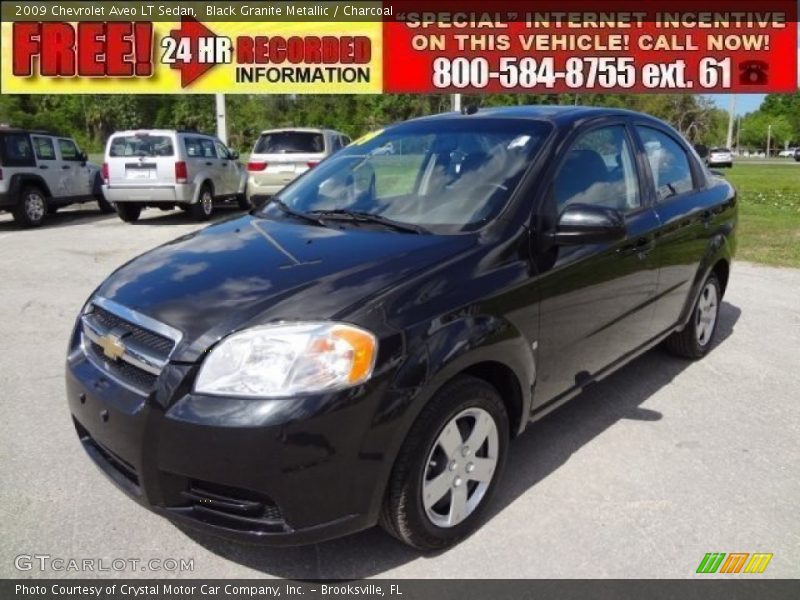 Black Granite Metallic / Charcoal 2009 Chevrolet Aveo LT Sedan