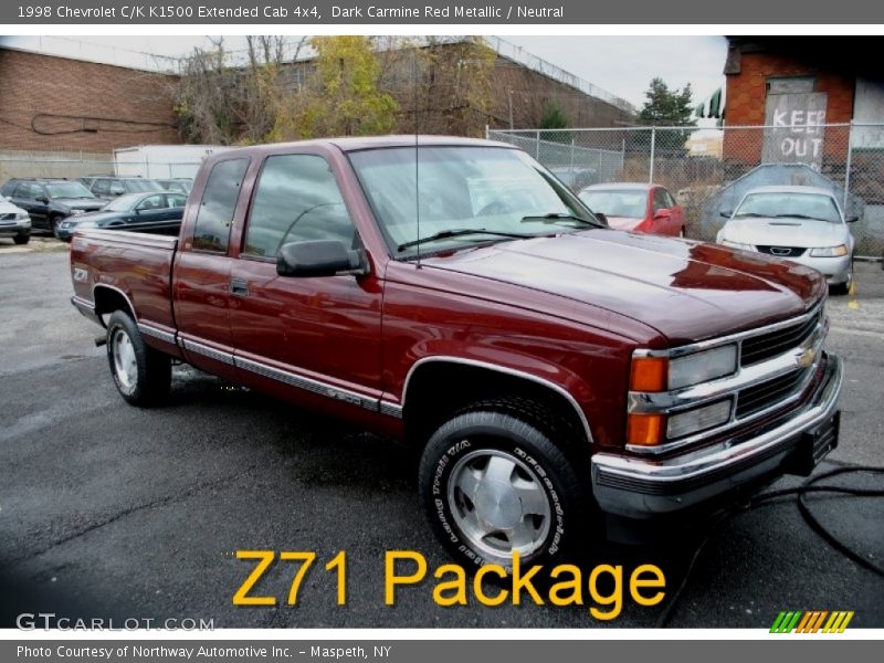Dark Carmine Red Metallic / Neutral 1998 Chevrolet C/K K1500 Extended Cab 4x4