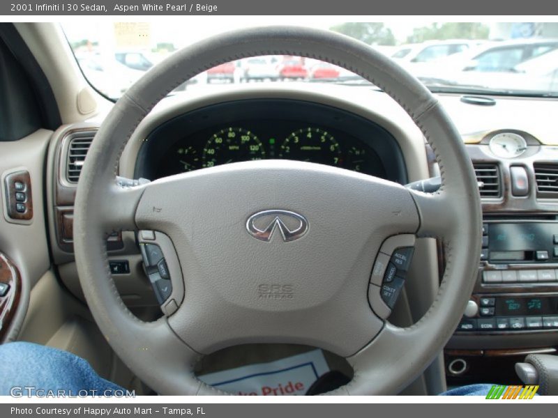 Aspen White Pearl / Beige 2001 Infiniti I 30 Sedan