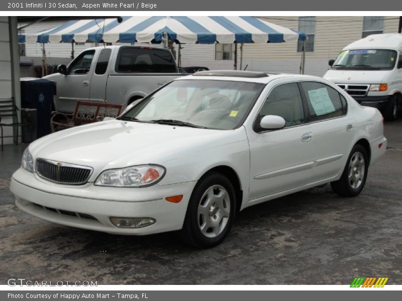 Aspen White Pearl / Beige 2001 Infiniti I 30 Sedan