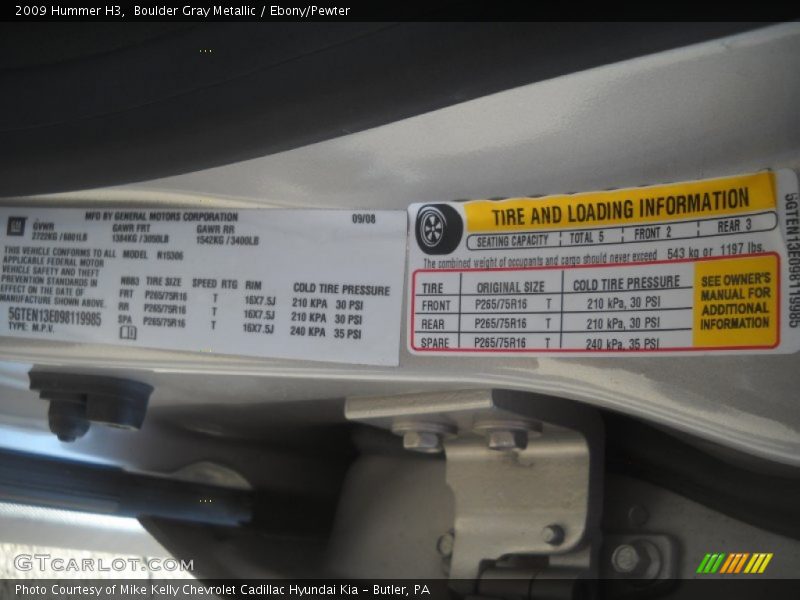 Boulder Gray Metallic / Ebony/Pewter 2009 Hummer H3