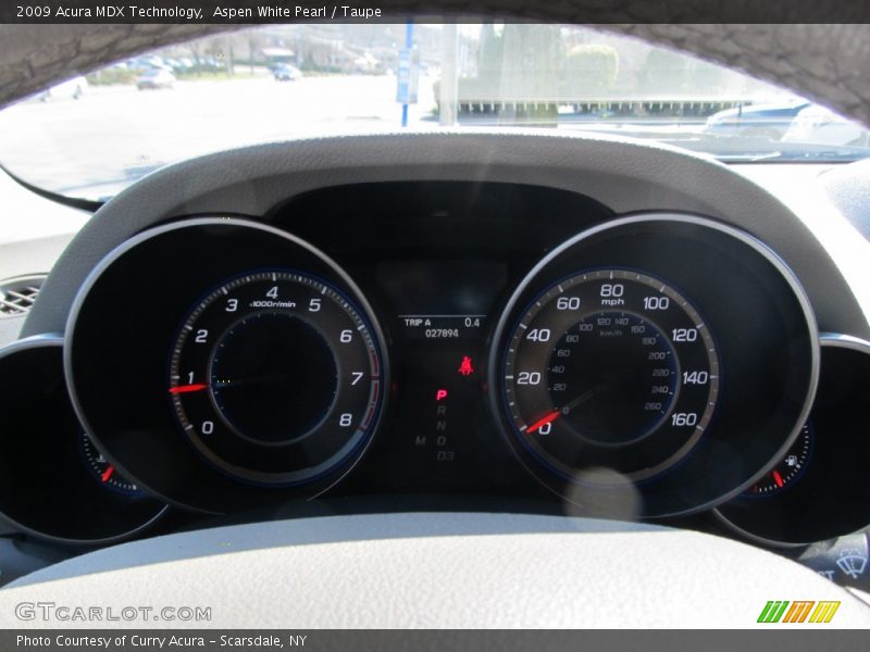 Aspen White Pearl / Taupe 2009 Acura MDX Technology