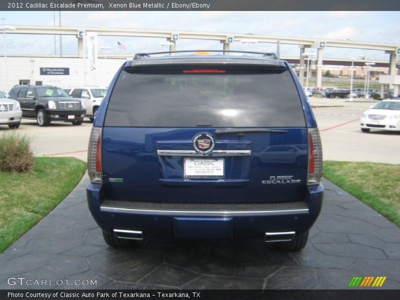 Xenon Blue Metallic / Ebony/Ebony 2012 Cadillac Escalade Premium