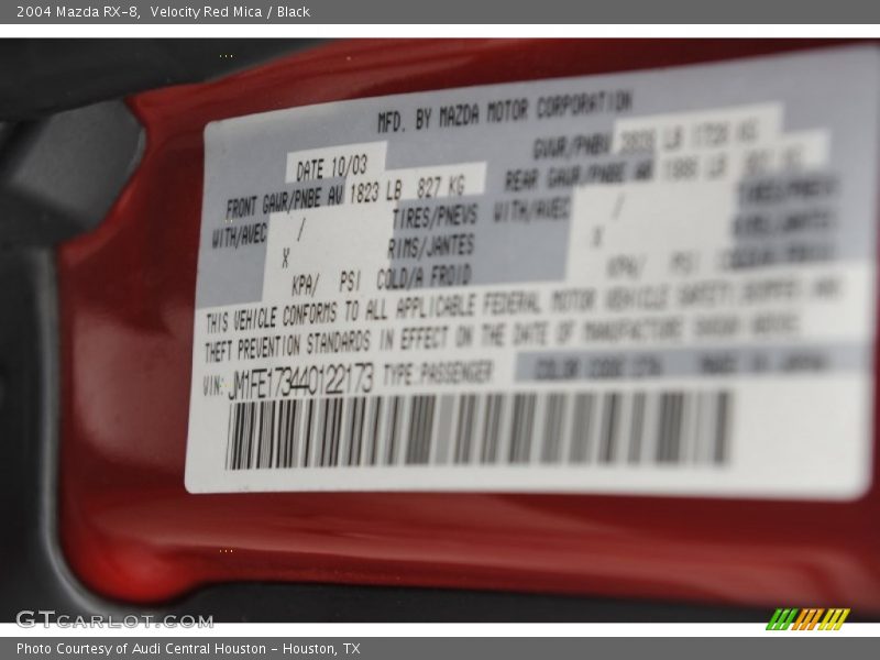 Velocity Red Mica / Black 2004 Mazda RX-8