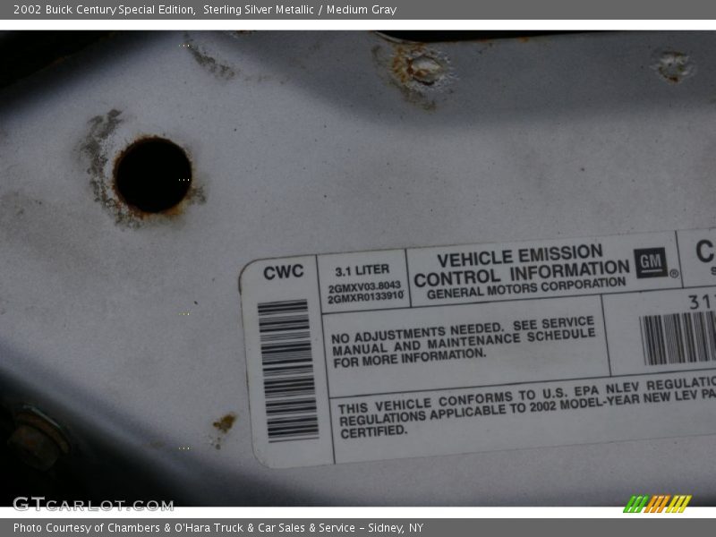 Sterling Silver Metallic / Medium Gray 2002 Buick Century Special Edition