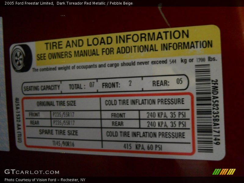 Dark Toreador Red Metallic / Pebble Beige 2005 Ford Freestar Limited