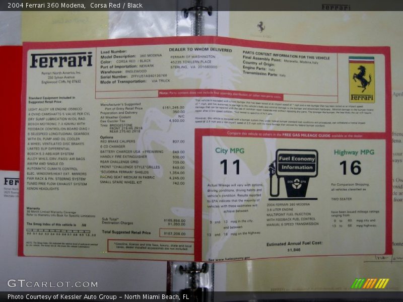  2004 360 Modena Window Sticker