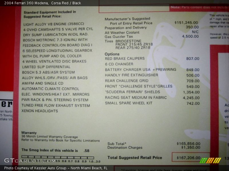  2004 360 Modena Window Sticker