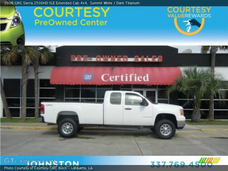 Summit White / Dark Titanium 2008 GMC Sierra 2500HD SLE Extended Cab 4x4