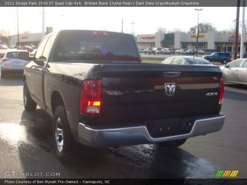 Brilliant Black Crystal Pearl / Dark Slate Gray/Medium Graystone 2011 Dodge Ram 1500 ST Quad Cab 4x4