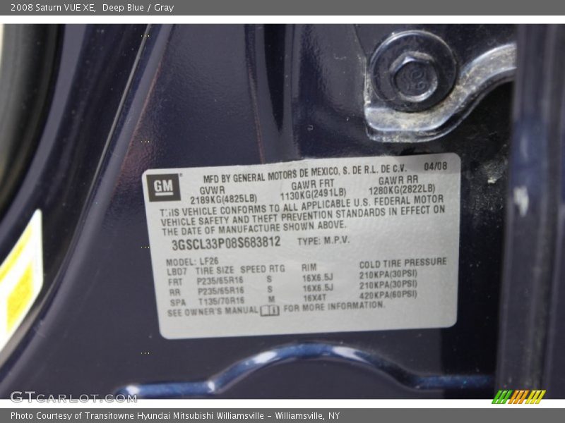Deep Blue / Gray 2008 Saturn VUE XE