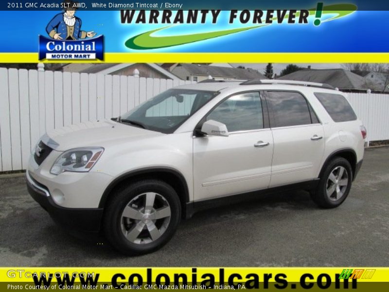 White Diamond Tintcoat / Ebony 2011 GMC Acadia SLT AWD