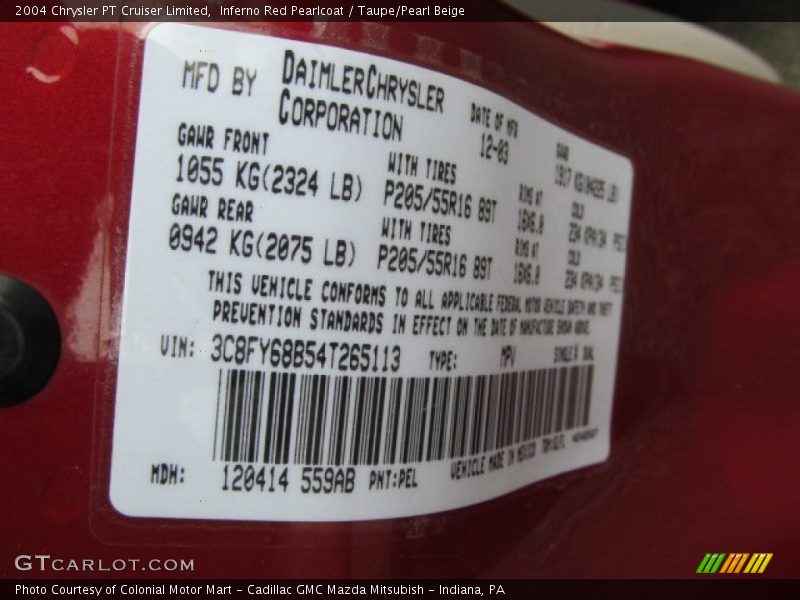 Inferno Red Pearlcoat / Taupe/Pearl Beige 2004 Chrysler PT Cruiser Limited