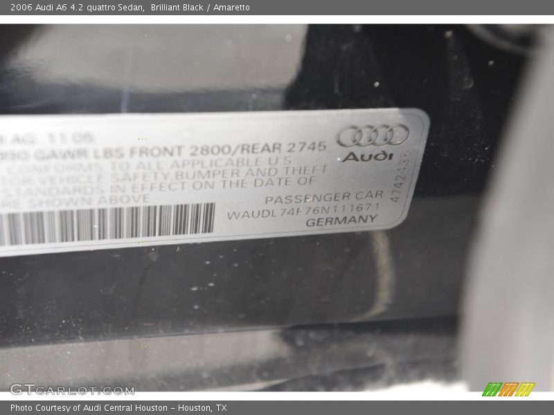 Brilliant Black / Amaretto 2006 Audi A6 4.2 quattro Sedan