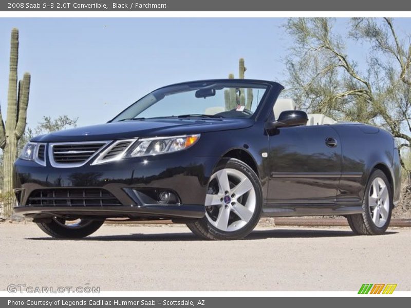 Black / Parchment 2008 Saab 9-3 2.0T Convertible