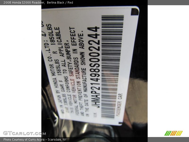 Berlina Black / Red 2008 Honda S2000 Roadster