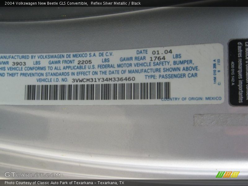 Reflex Silver Metallic / Black 2004 Volkswagen New Beetle GLS Convertible