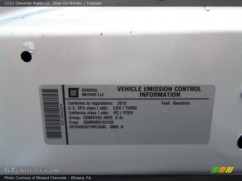 Silver Ice Metallic / Titanium 2012 Chevrolet Malibu LS