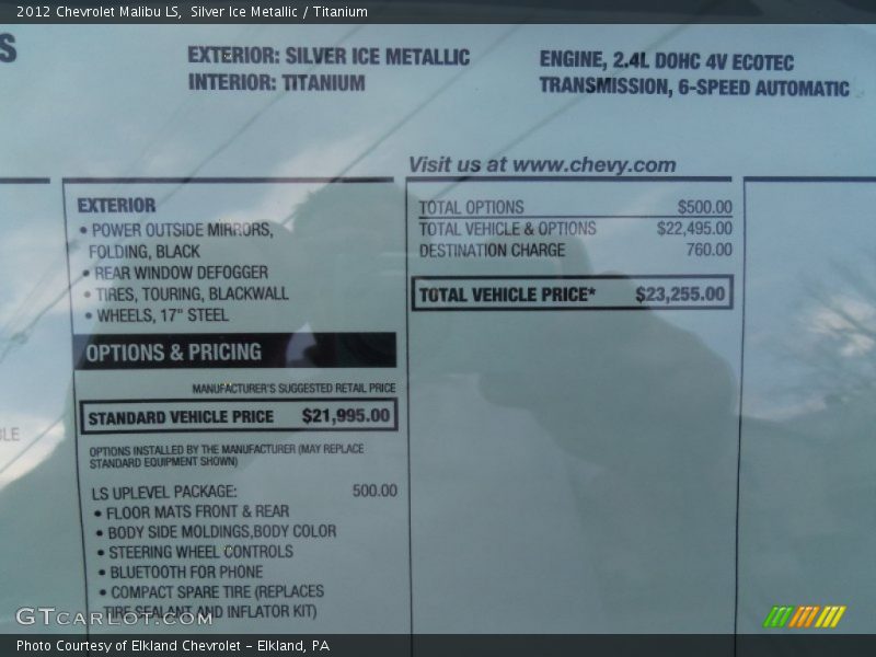 Silver Ice Metallic / Titanium 2012 Chevrolet Malibu LS