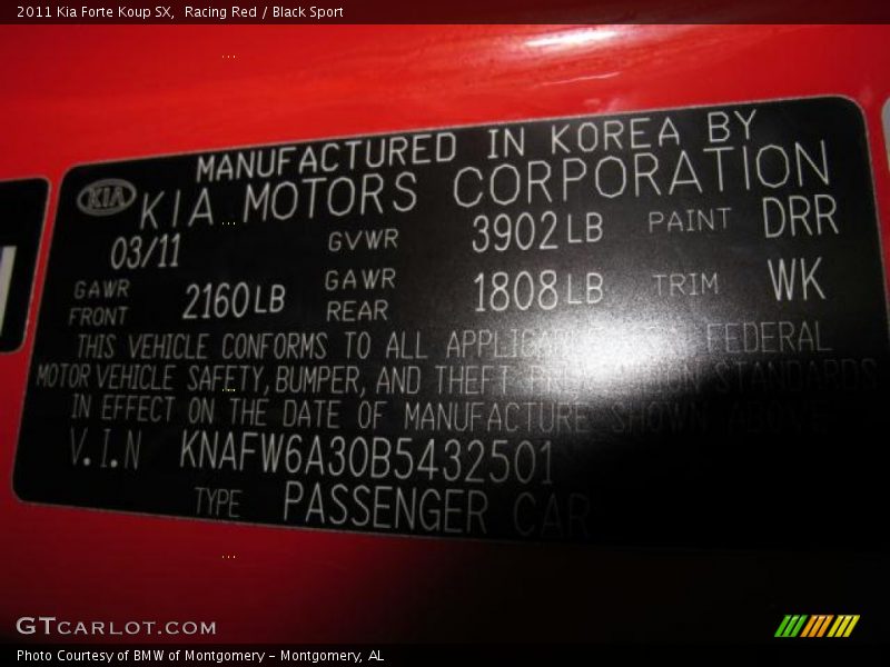 Racing Red / Black Sport 2011 Kia Forte Koup SX